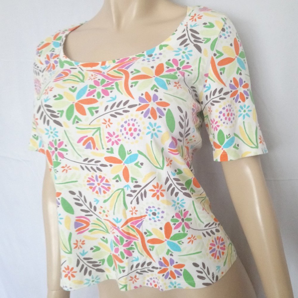 SIGRID OLSEN Medium Flower Print Tee-Shirt Top